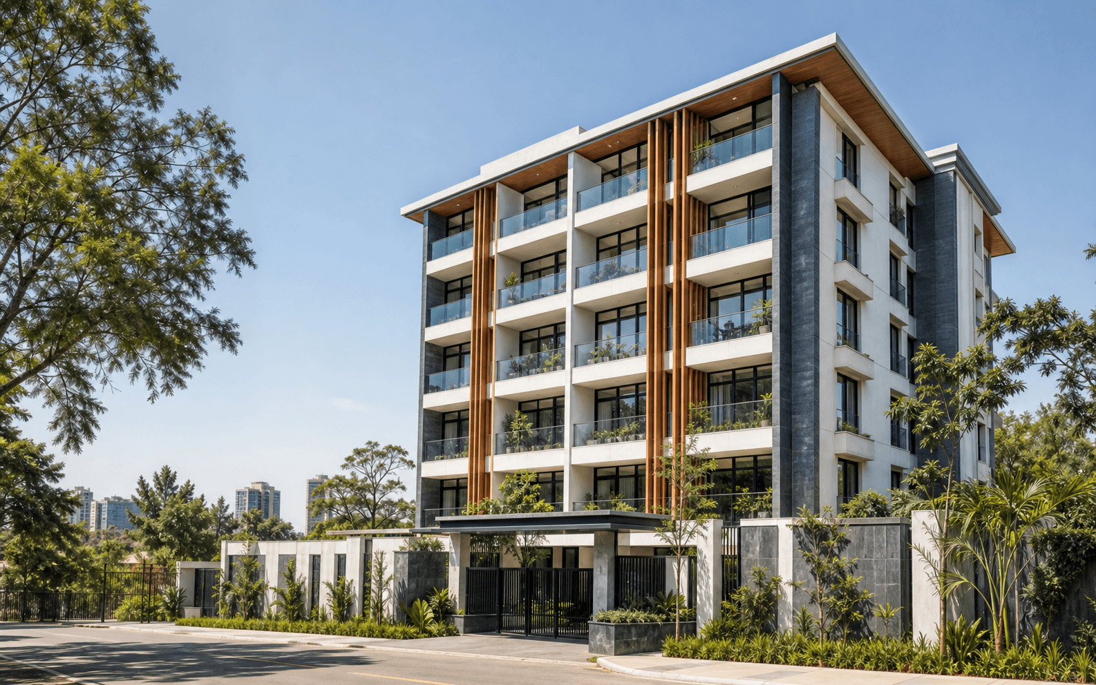 Contemporary apartment building representing professional property management
